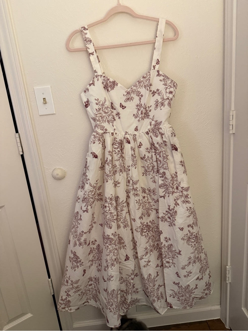 Francesca's Midi Dress with Burgandy Floral Print